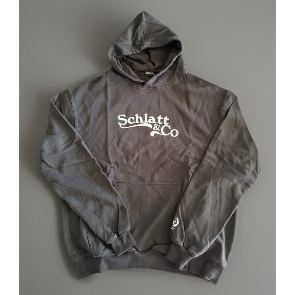 Schlatt & Co Hoodie Mens XS Gray Logo Graphic Pullover Sweatshirt S&C 2017